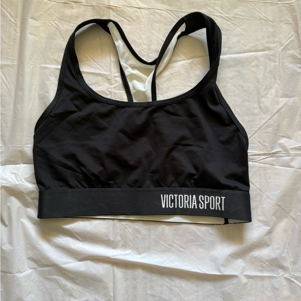 Victoria's Secret Black Sports Bra Racerback Ombré Mesh Gym Workout